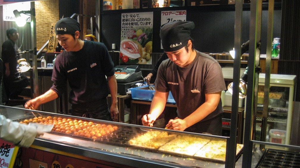Takoyaki found being made at Dotonbori, Osaka