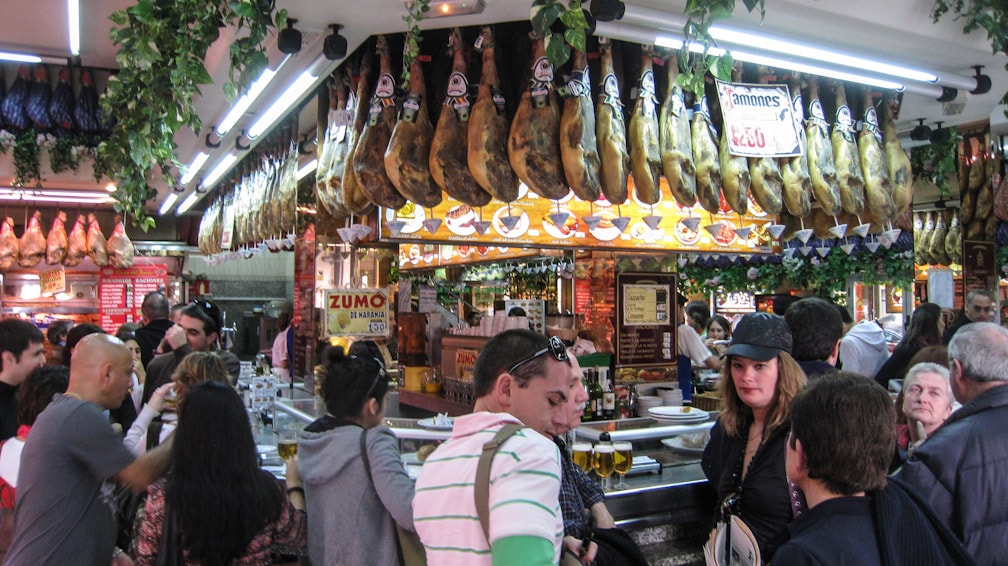 Tapas and drinks at a market in Madrid? Sign me up