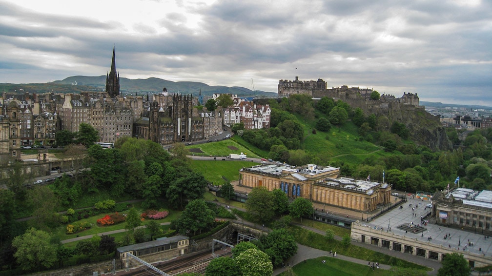 The skyline of Edinburgh dominated by the castle