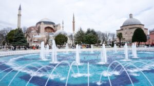 Hagaia Sophia, one of the most beautiful and historic buildings in the world, in Istanbul, Turkey