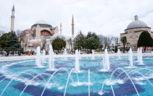 Hagaia Sophia, one of the most beautiful and historic buildings in the world, in Istanbul, Turkey