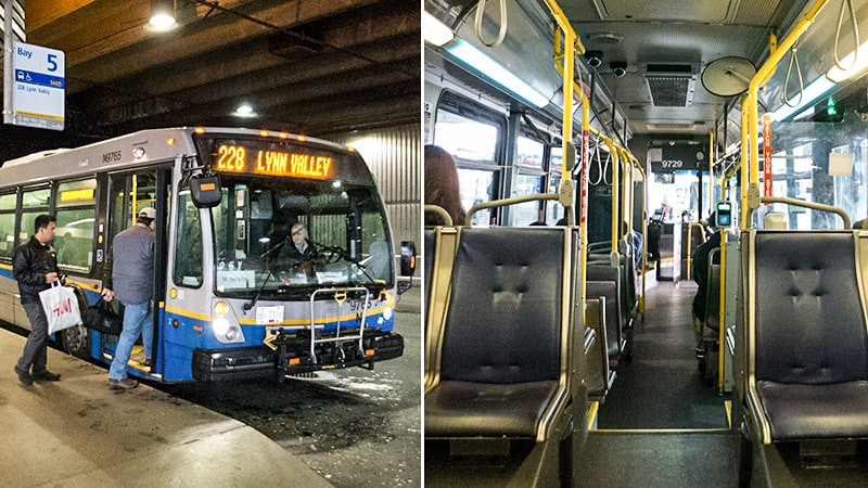 Board bus 228 at Bay 5 towards Lynn Valley