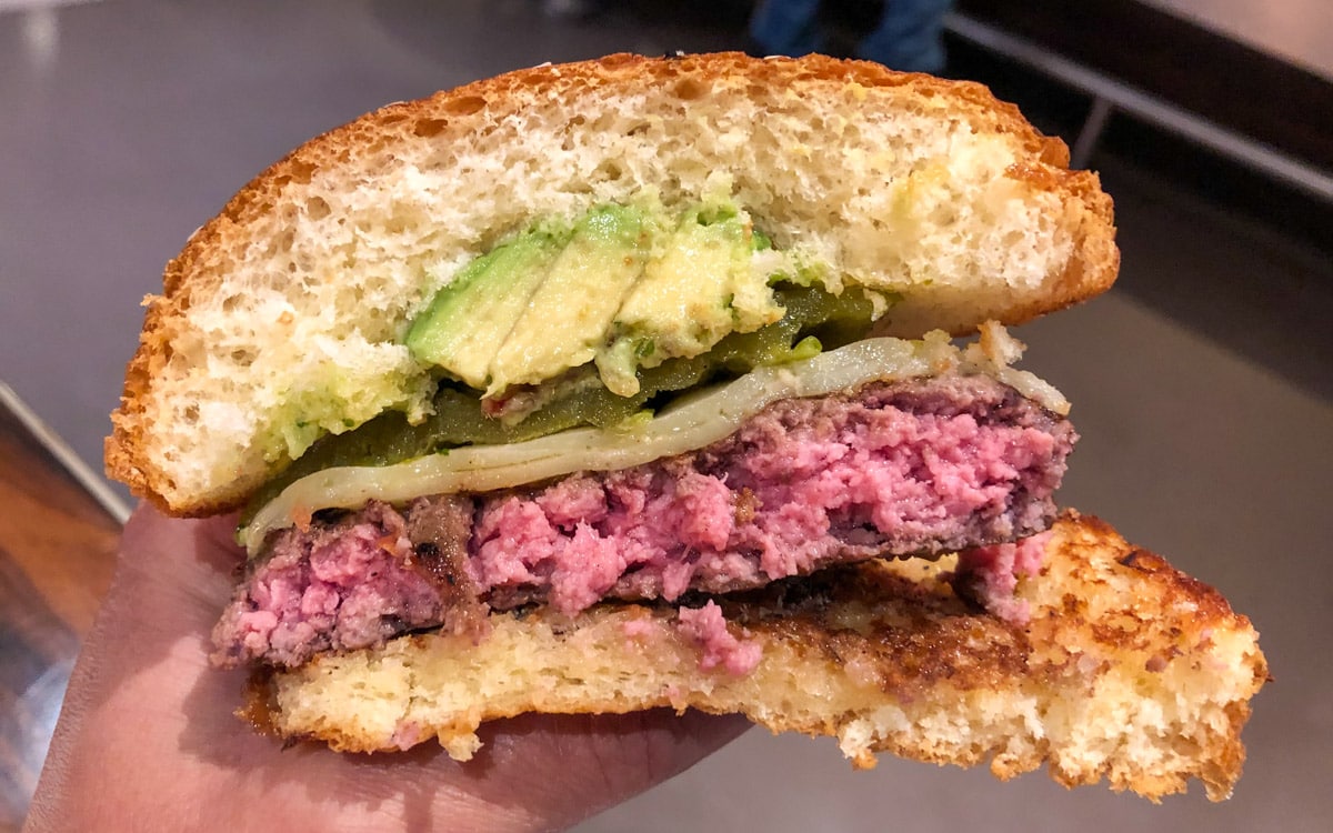 Beautiful medium rare patty of Hell’s Kitchen Burger