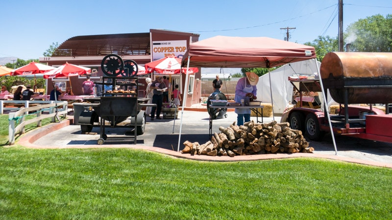 Copper Top BBQ menu in Big Pine, California on a hot summer day