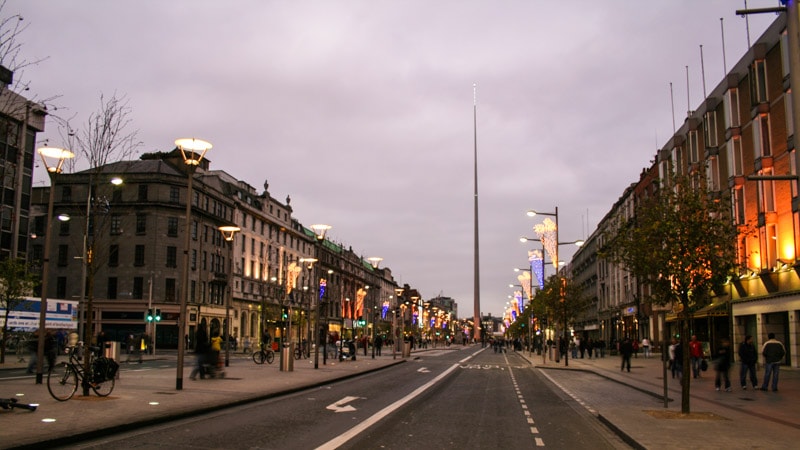 O'Connell Street with the Spire of Dublin in the background