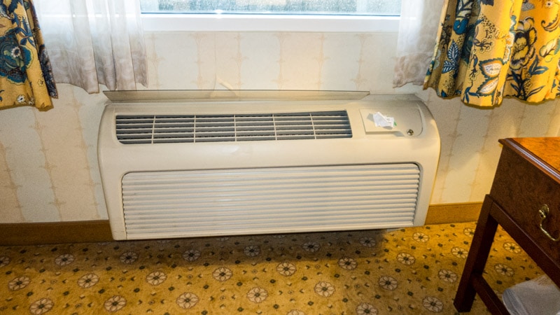 This air conditioning unit was controlled with a thermostat on the wall 