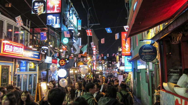 Itaewon packed on a busy Saturday night