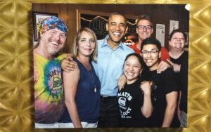 Photo on the wall of President Obama visiting Matt's Bar