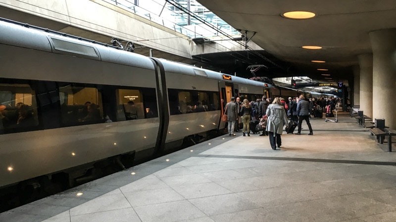Catching the train from Copenhagen Airport to central station