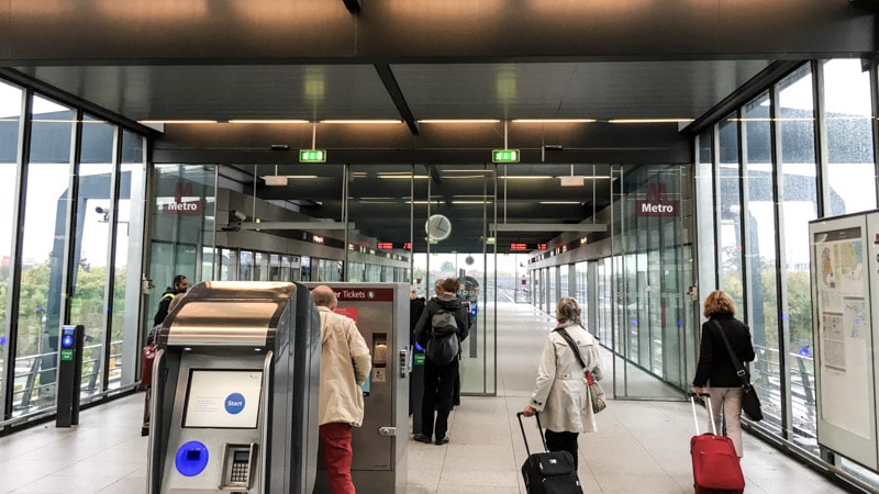 Entrance to the metro station at Copenhagen Airport