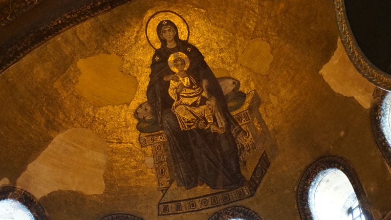 Mosaic of Mary the Child Christ