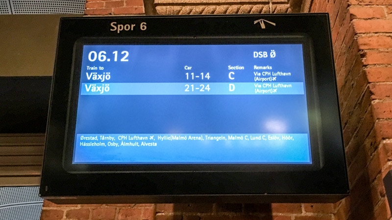First train to Malmö (towards Växjö).