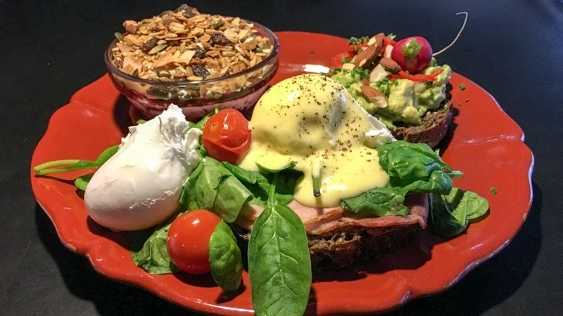 The colorful Breakfast Plate at Cafe Dyrehaven