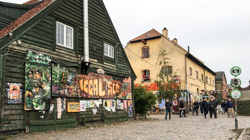 Entrance to “Pusher Street," also known as the Green Light District, Christiania, Copenhagen