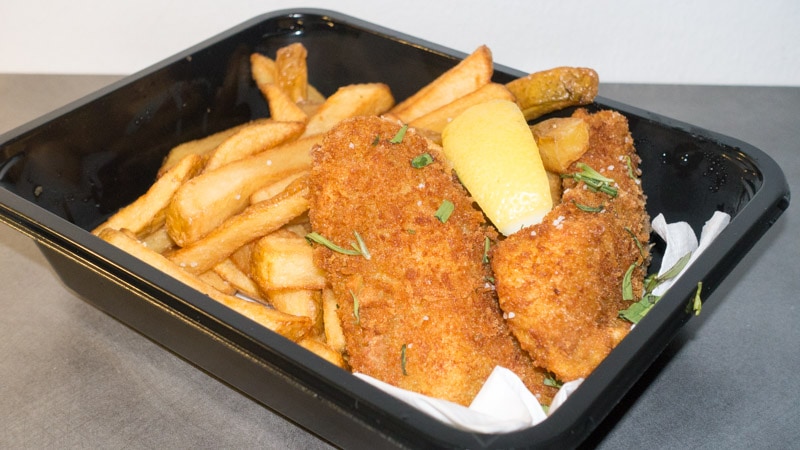 Finishing off the night with fish and chips from Kødbyens Deli