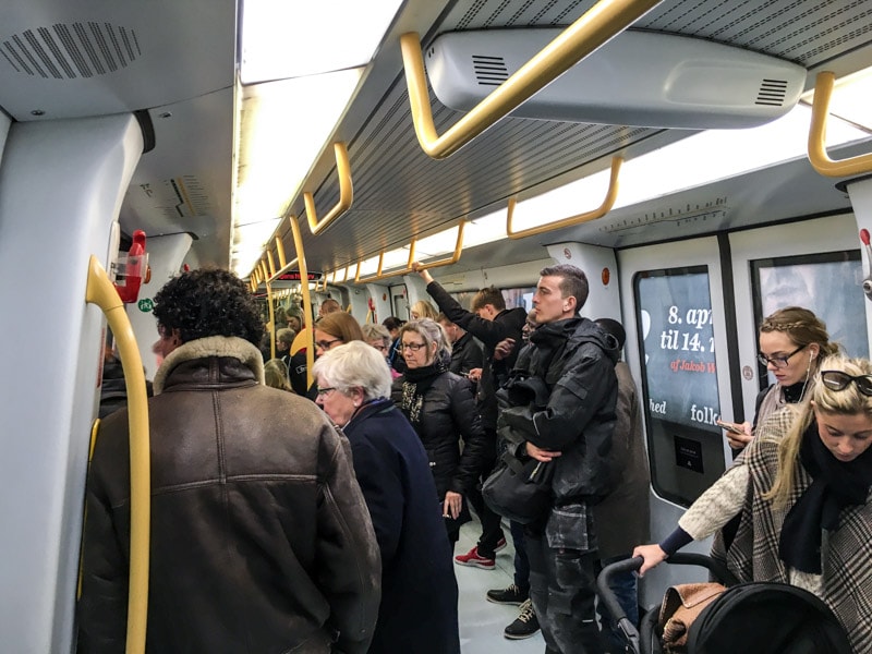 Inside one of the metro trains