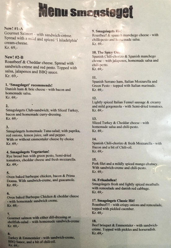 Smagsløget menu