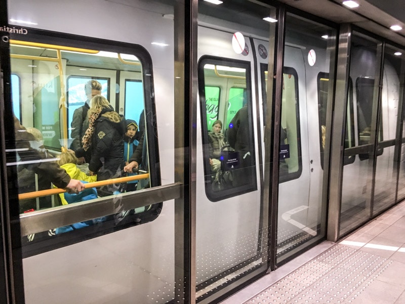 Line M2 train arriving at the station