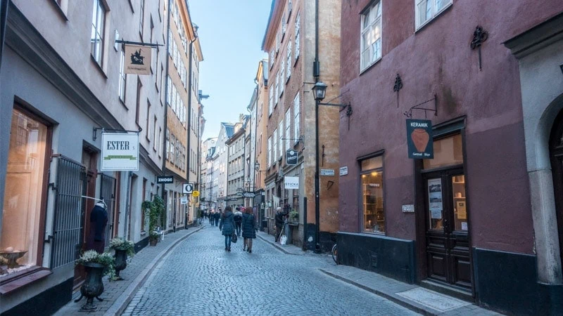 Walking down Västerlånggatan, one of the main streets of Old Town