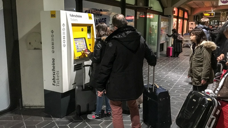 Tickets for the TXL bus can be purchased at these automated machines at the bus stop