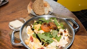 Cold Cuts: scrambled eggs with sucuk (spicy sausage) and a side of bread