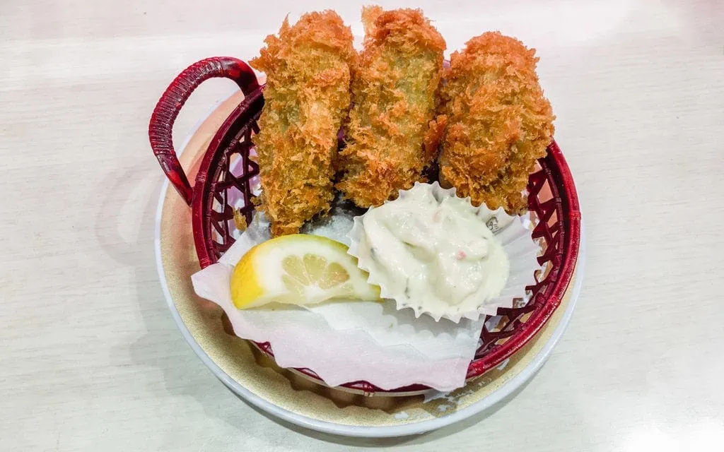 An order of the Fried Oysters, Genki Sushi, Tokyo, Japan