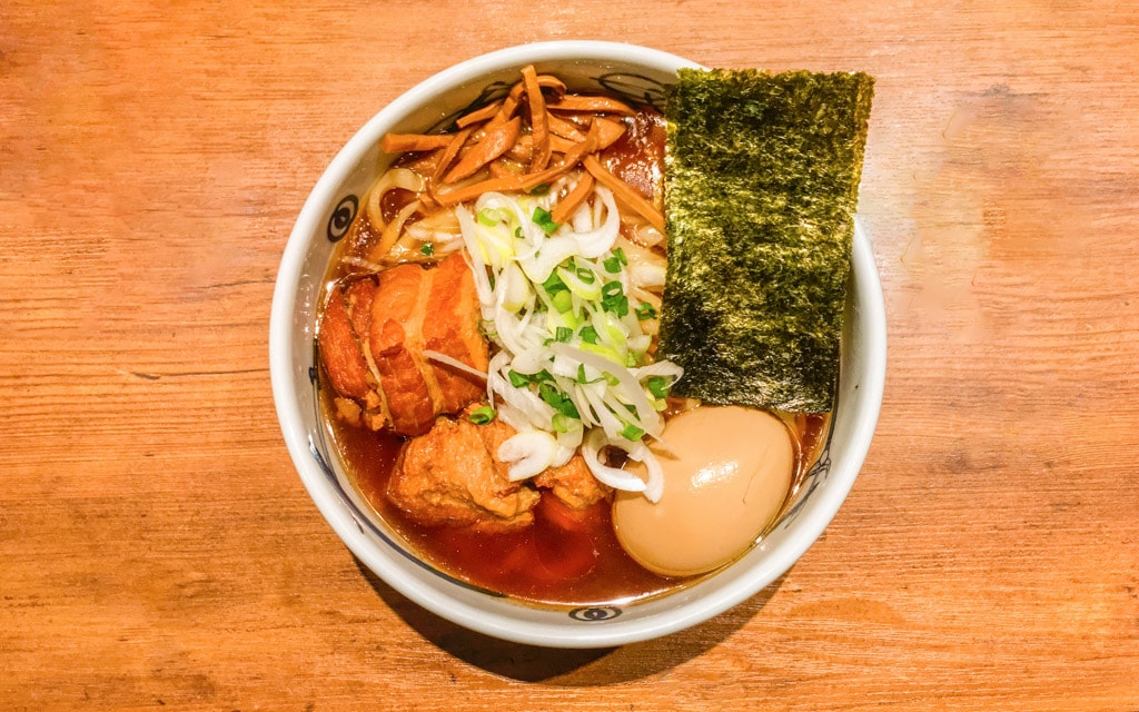 A beautiful bowl of Musashi Style Ramen, Menya Musashi, Tokyo, Japan