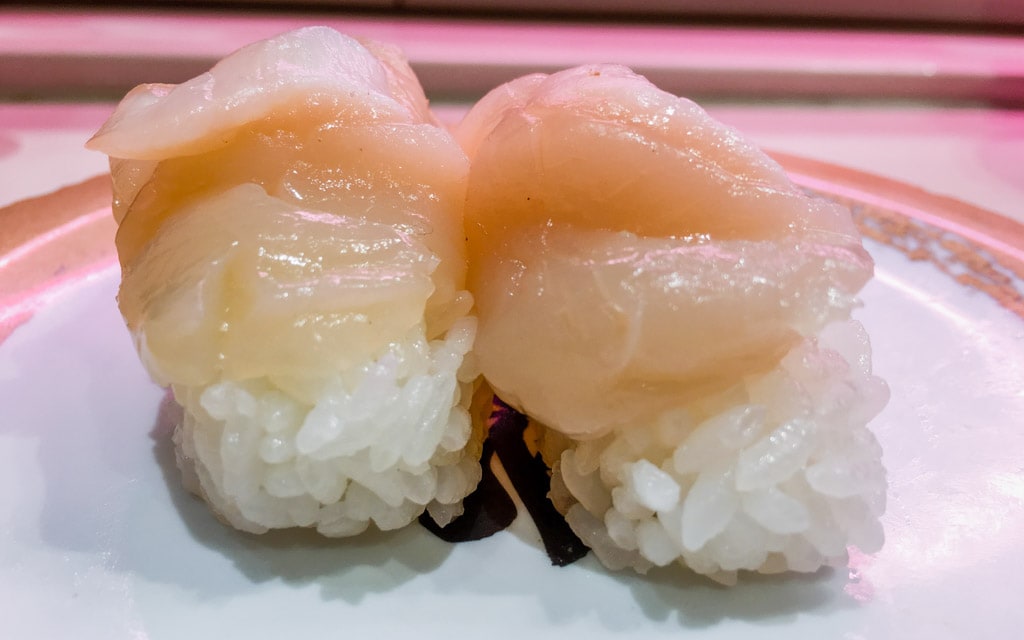 An order of the scallops, Genki Sushi, Tokyo, Japan