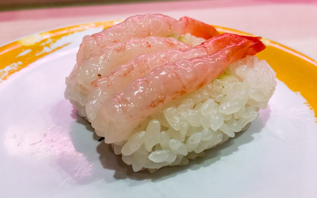 One of my all time favorites, sweet shrimp, Genki Sushi, Tokyo, Japan