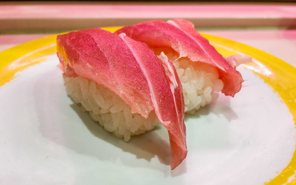 Beautiful pieces of tuna, Genki Sushi, Tokyo, Japan