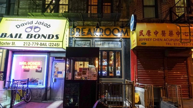 Breakroom, sandwiched between bail bonds and an acupuncturist in New York City