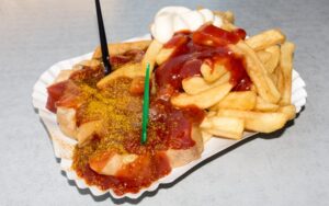 Currywurst with fries