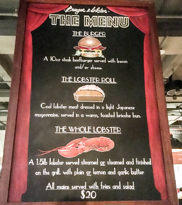 This is really the Burger & Lobster menu in New York City