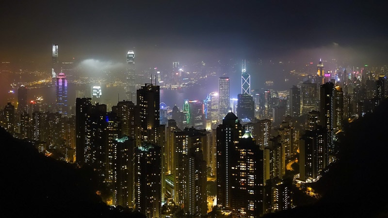 The futuristic, and stunning skyline of Hong Kong viewed from Victoria Peak