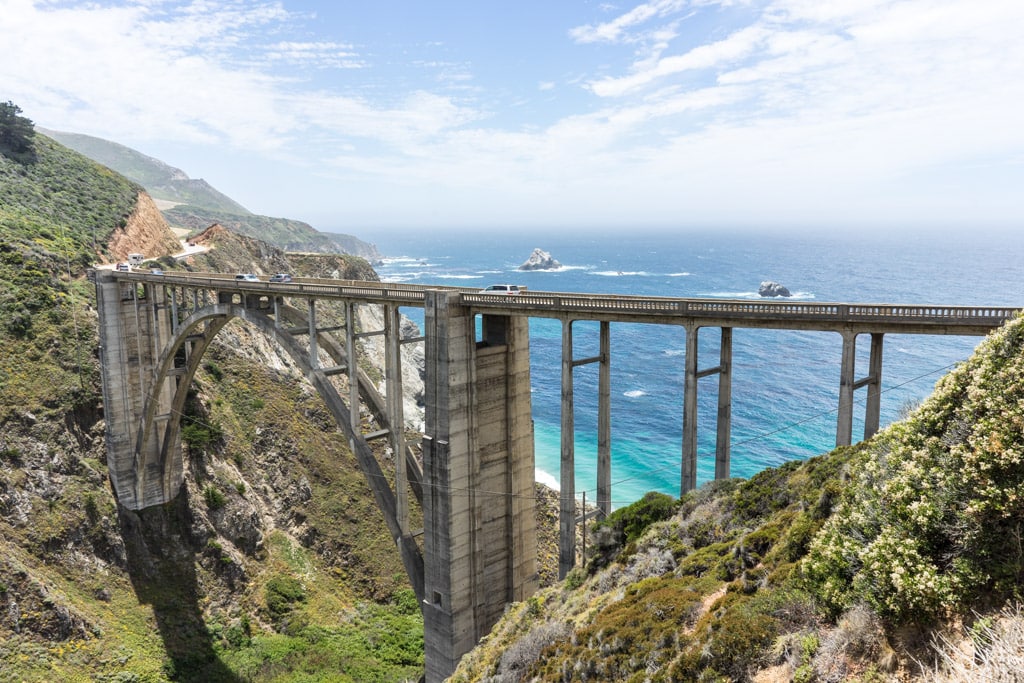 Bixby Creek Bridge viewed from the entrance to Old Coast Road