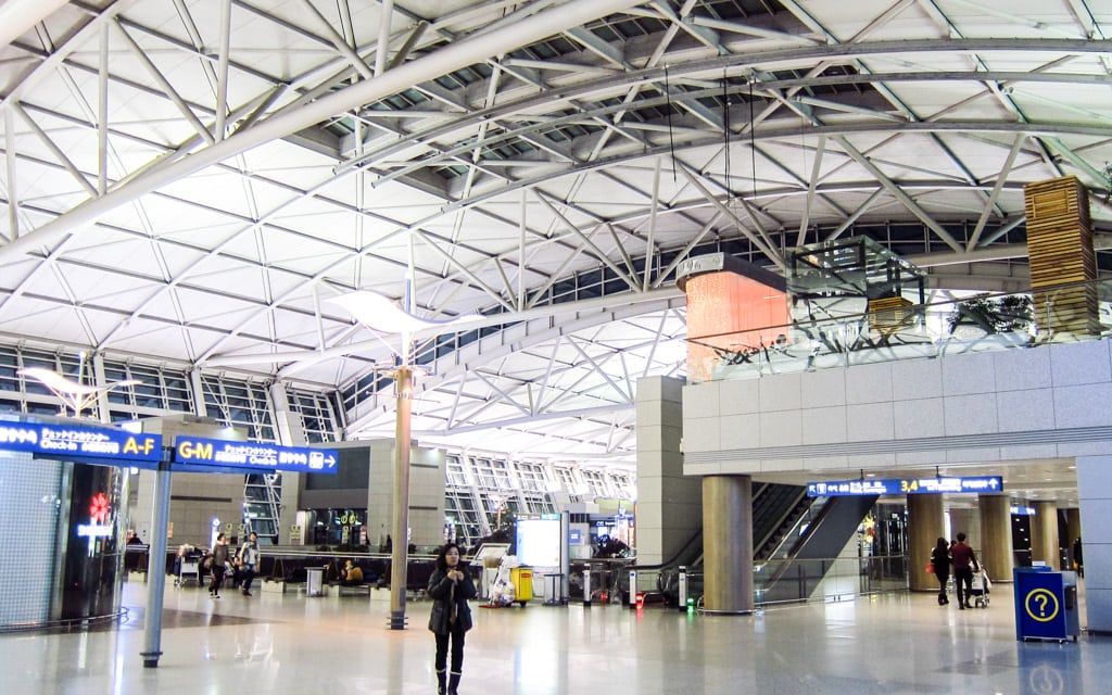 Inside the departures terminal at Incheon International Airport west of seoul