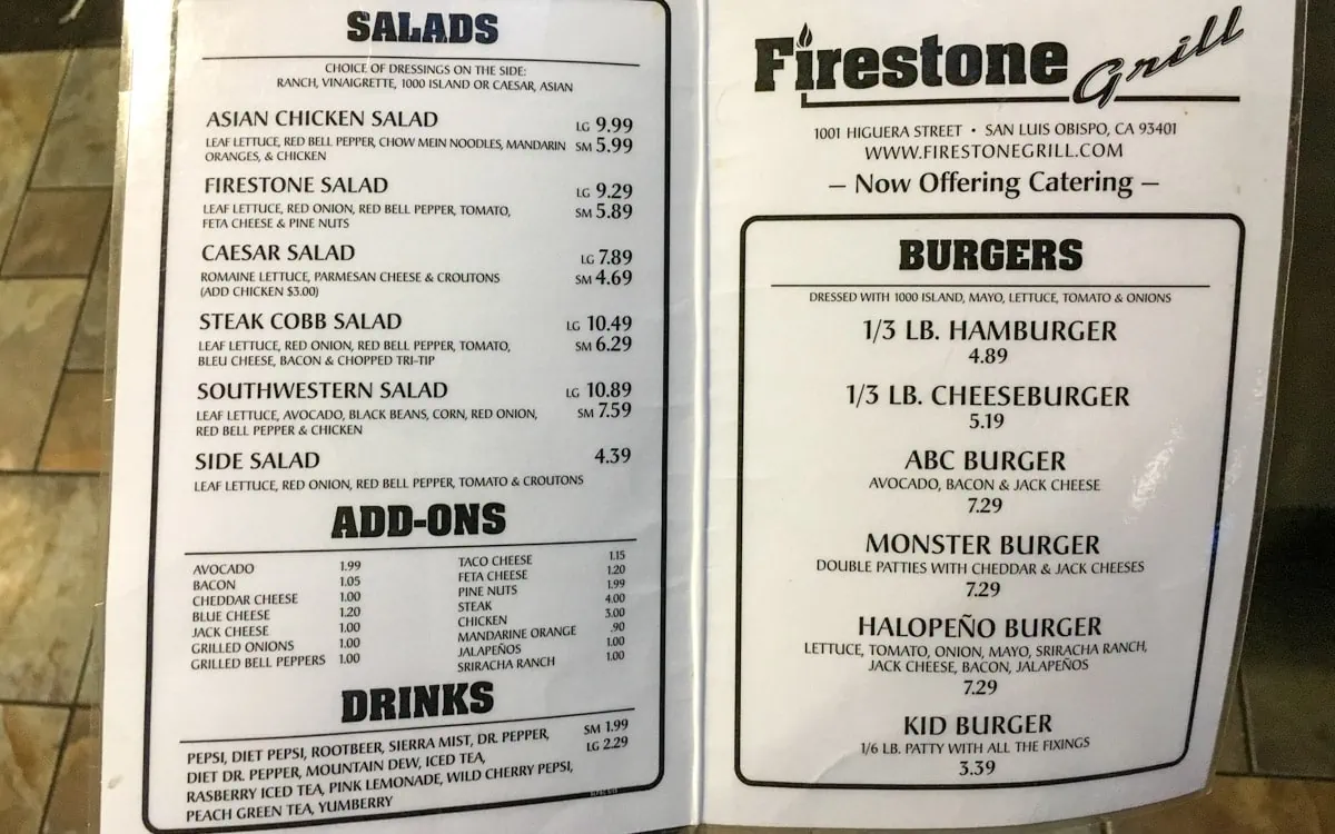 The second page of the menu