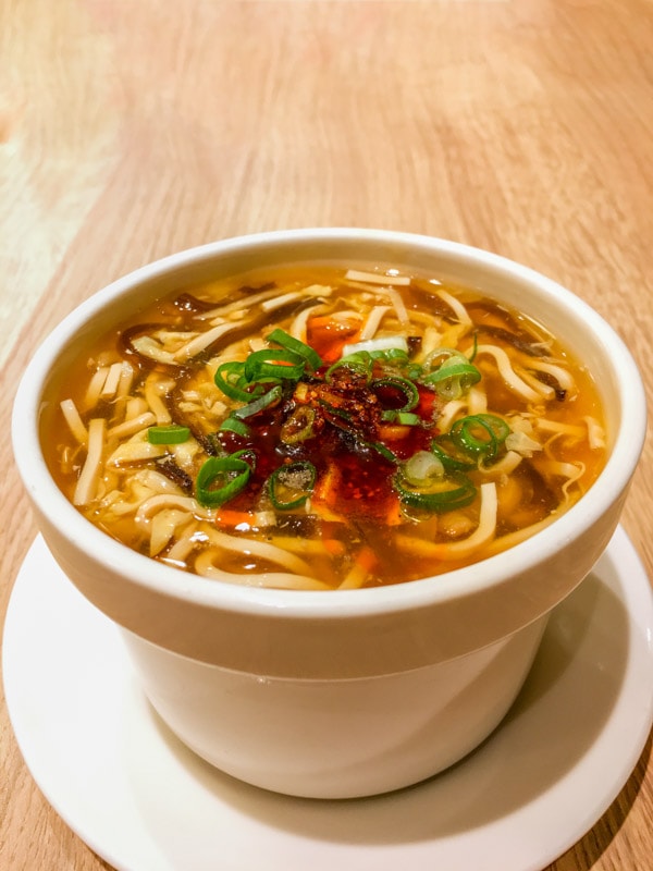 A small bowl of the spicy Hot and Sour Soup, Din Tai Fung, Taipei, Taiwan 