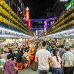 Miaokou Night Market located in Keelung, Taiwan