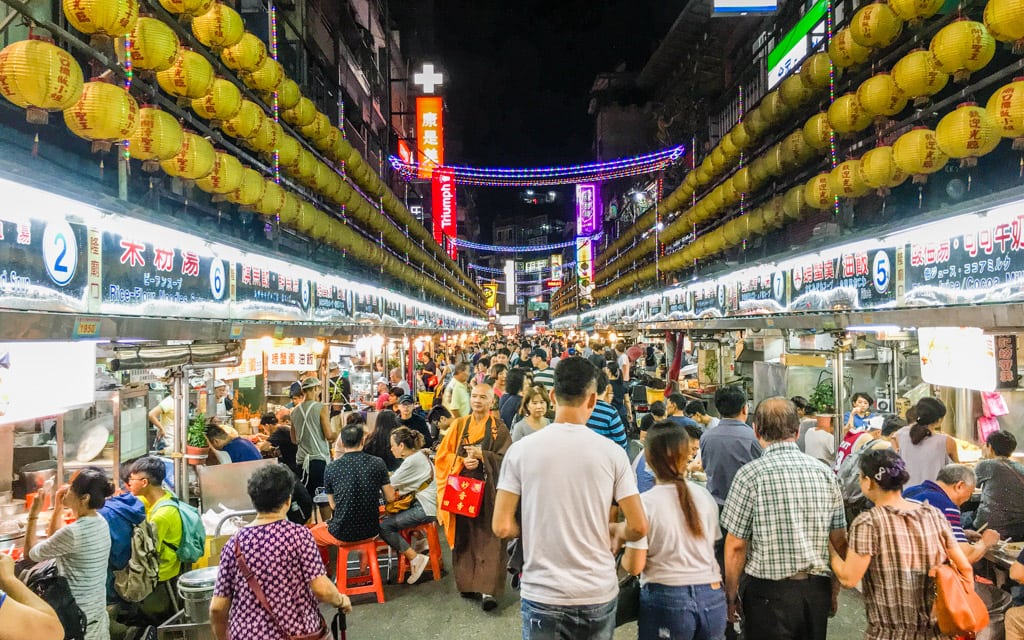 Miaokou Night Market located in Keelung, Taiwan