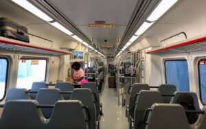 On board the RTD train towards Denver Union Station