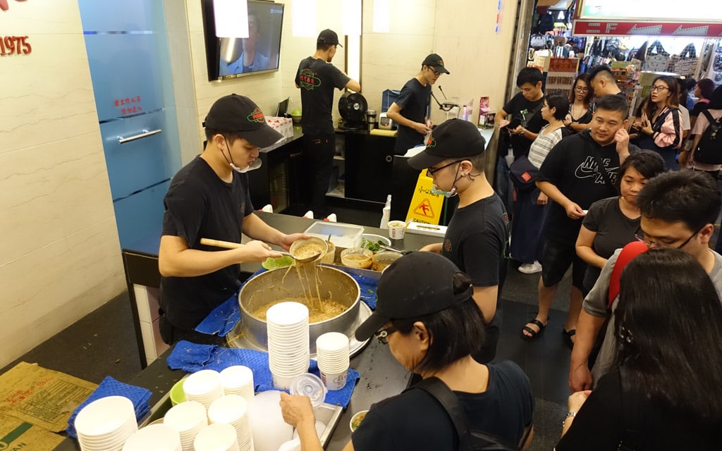 Bowls of rice noodles being served, Ay-Chung Flour-Rice Noodle in Taipei, Taiwan