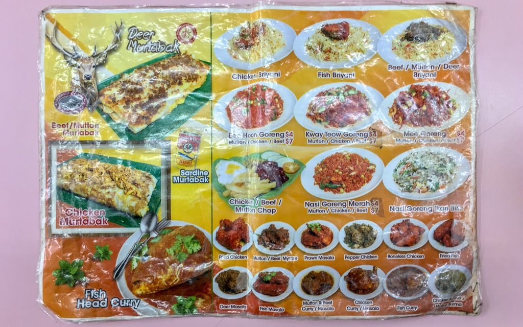 The menu at Singapore Zam Zam, Singapore
