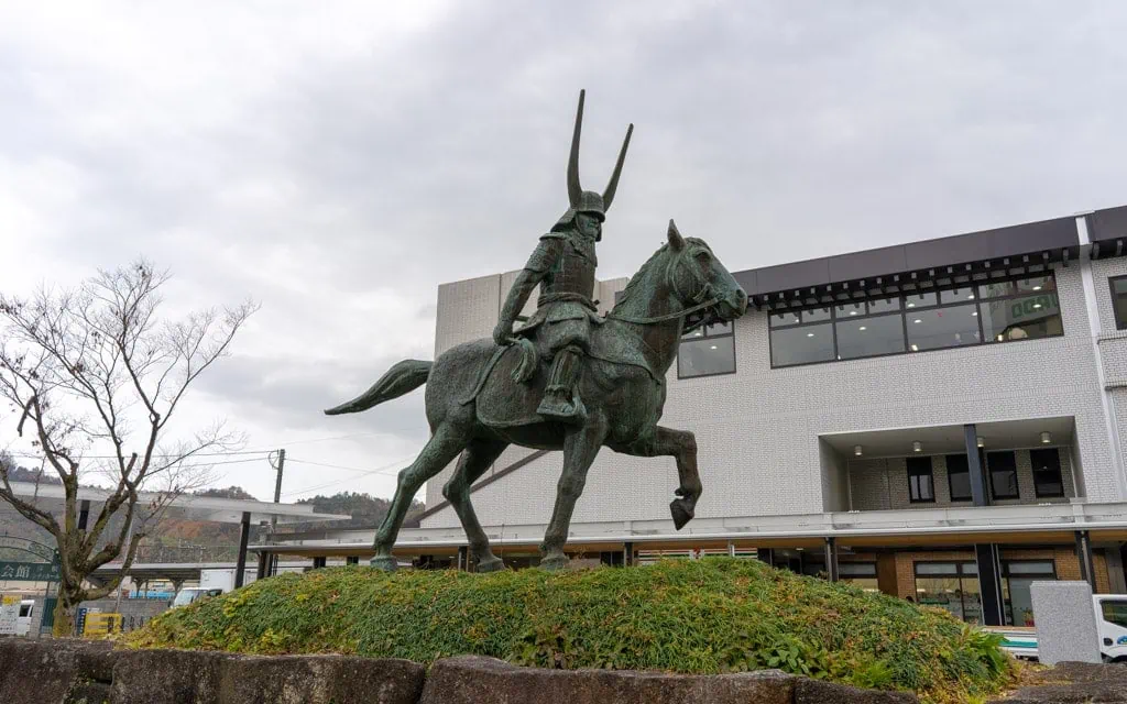 Statue of Ii Naomasa located just outside Hikone Station