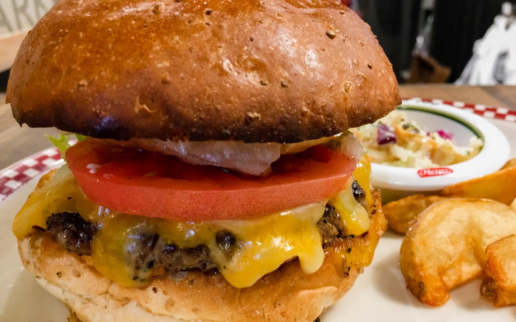 Close up of the Colby Jack Burger