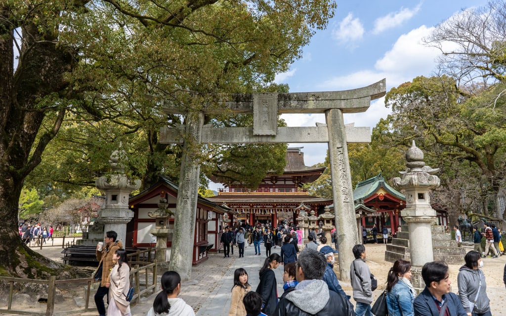 Approaching the entrance of Dazaifu Tenmangu Shrine, Dazaifu, Fukuoka, Japan