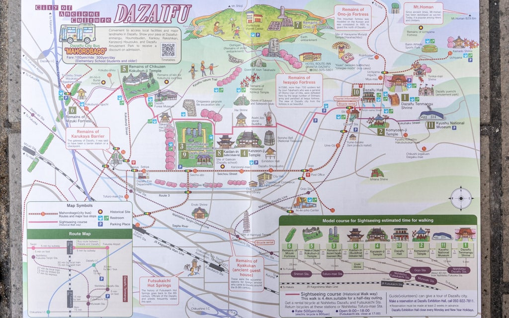A map of Dazaifu, Fukuoka, Japan