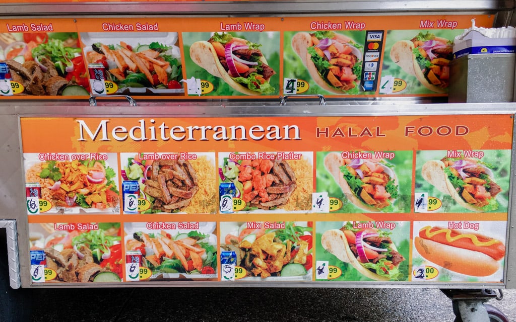 The menu at Mediterranean Halal Food, Baltimore, Maryland