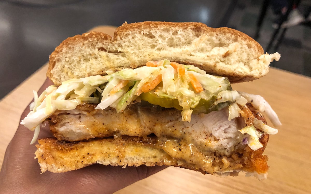 Hot Chicken Sandwich cut in half