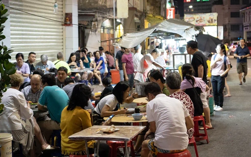 Hawker stalls found at the Chulia Street Night Market in Penang, Malaysia